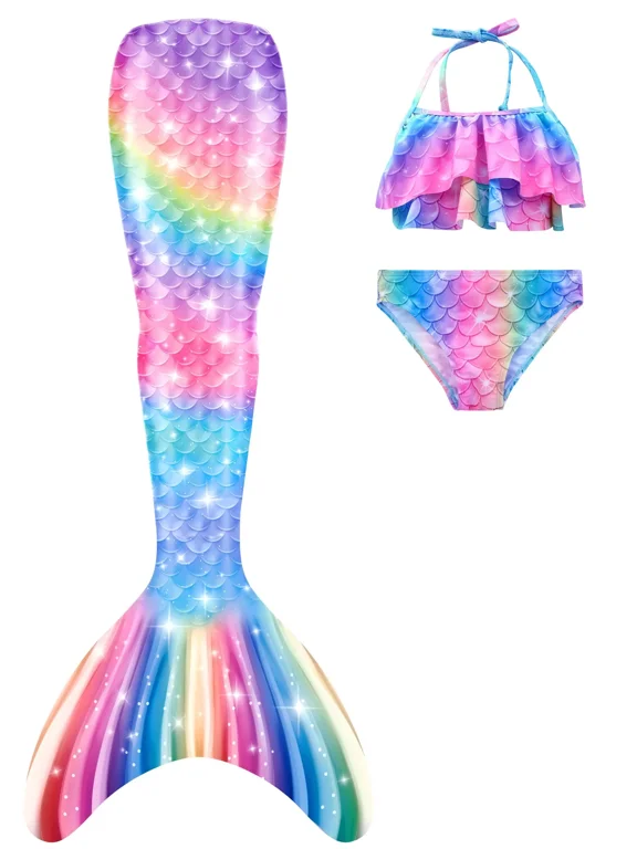 Mermaid Tails for Swimming for Girls Mermaid Tail Swimsuit Bathing Suit for Girls Kids Mermaid Tail Costume for Gifts