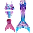 thumbnail image 1 of Hejin Mermaid Tails for Swimming with Monofin Girls Mermaid Tail Swimsuit Bathing Suit for Kids 4PC, 1 of 6
