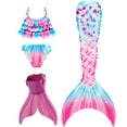 thumbnail image 1 of Hejin Mermaid Tails for Swimming with Monofin Girls Mermaid Tail Swimsuit Bathing Suit for Kids 4PC, 1 of 6