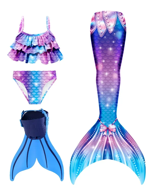 Mermaid Tails for Swimming with Monofin Girls Mermaid Tail Swimsuit for Kids Mermaid Tail Bathing Suit