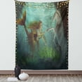 thumbnail image 1 of Mermaid Tapestry, Mermaid Meets Seahorse Underwater World Fantasy Magical Fairytale Design, Wall Hanging for Bedroom Living Room Dorm Decor, 40W X 60L Inches, Aqua Green Amber, by Ambesonne, 1 of 5