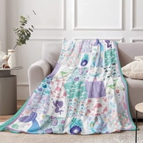 Mermaid Throw Blanket for Girls, 50x60 inch Cozy Cute Mermaid Theme Fluffy Plush Blanket for Kids, Soft Cute Mermaid Purple Blue Flannel Throw Blanket for Children Teen Women Gift Sofa Bed Couch