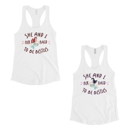 Mermaid To Be Besties Womens White Tank Top Funny Best Friend Gift