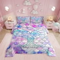thumbnail image 1 of Mermaid Comforter Set,Mermaid Bedding Sets,Rainbow Scales Mermaid Bedding Comforter Sets Ocean Animal Pastel Quilted Duvet Kawaii Room Decor,Pink Purple, 1 of 7