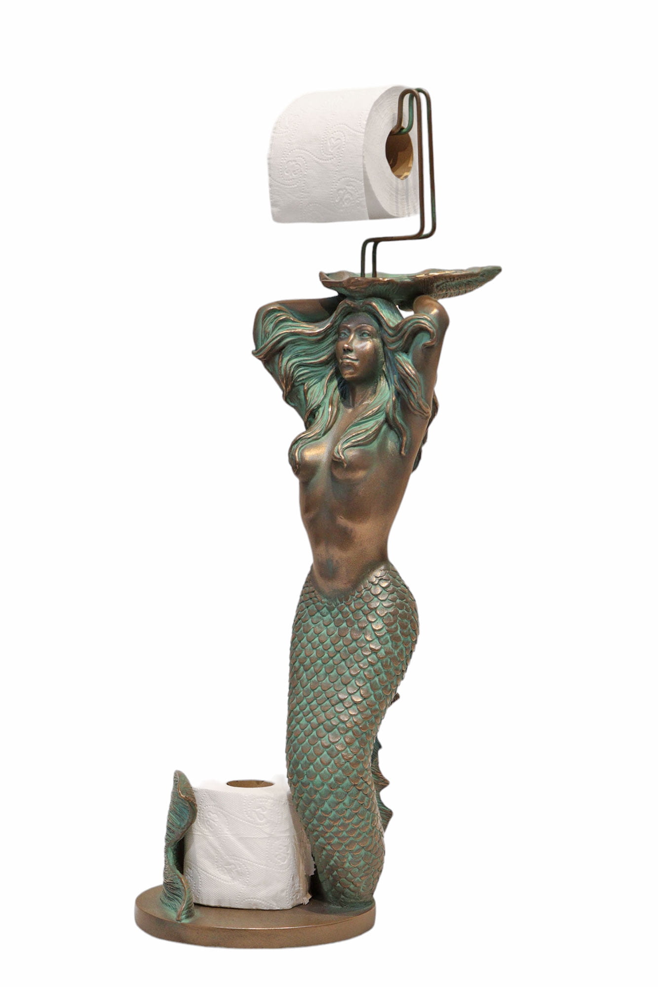 Mermaid Toilet Paper Holder Verde Bronze