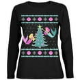 thumbnail image 1 of Mermaid Tree Ugly Christmas Sweater Womens Relaxed Jersey Long Sleeve T Shirt with Santa Hat, 1 of 4