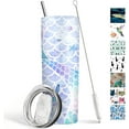 thumbnail image 1 of Mermaid Tumbler 20 oz Travel Coffee Mug Galaxy Mermaid Skinny Tumblers with Lid and Straw Stainless Steel Insulated Coffee Cups Gift for Mermaid Lover, 1 of 6