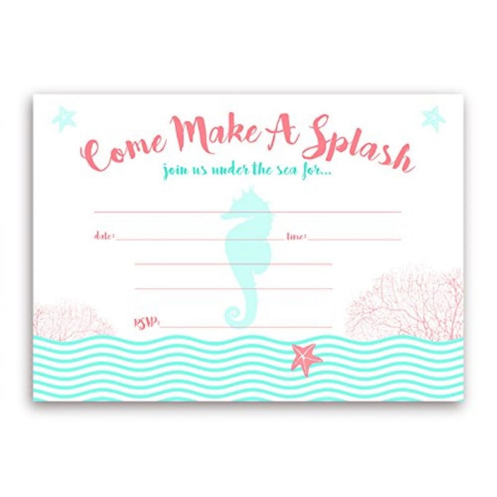 Under the Sea Party 20 LARGE Invitations - 20 Invitations +