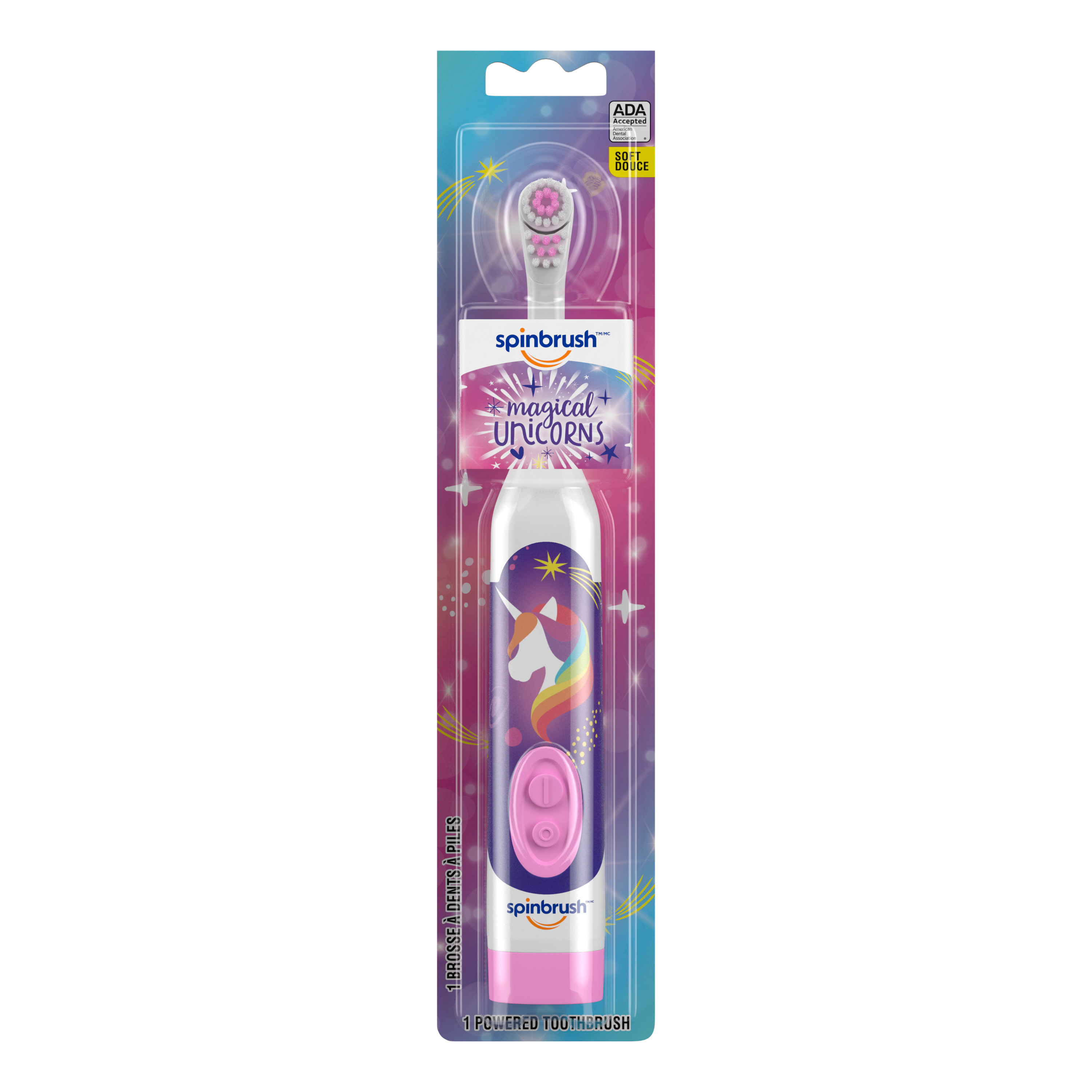 Mermaid & Unicorn Kid’s Spinbrush Electric Battery Toothbrush, Soft, 1 ct, Character May Vary - image 1 of 7