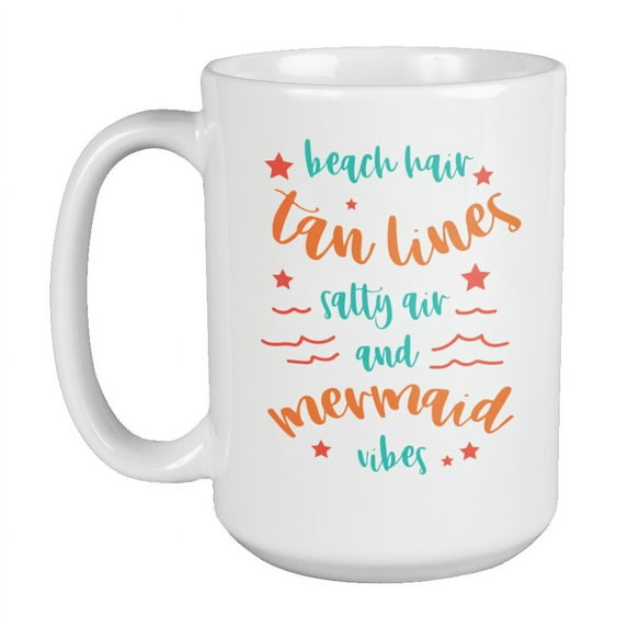 Mermaid Vibes Coffee & Tea Mug Cup, Stuff & Party Supplies or Favors (15oz)