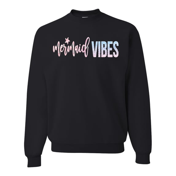 Mermaid Vibes Cute Shimmer | Mens Fashion Crewneck Graphic Sweatshirt, Black, 3XL