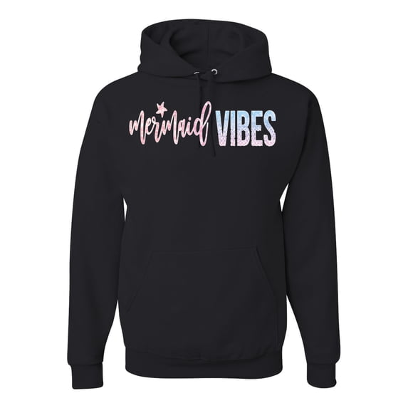 Mermaid Vibes Cute Shimmer | Mens Fashion Hooded Sweatshirt Graphic Hoodie, Black, Small