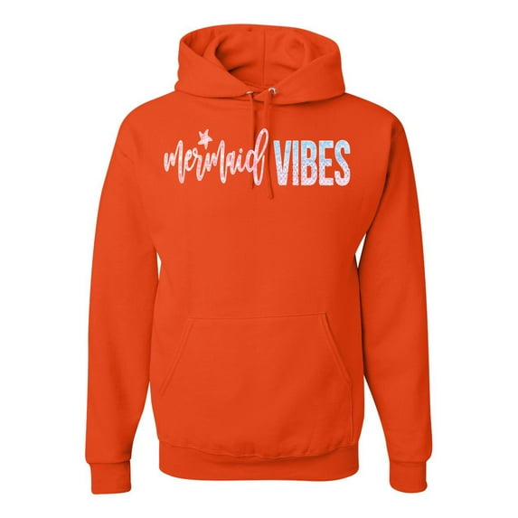 Mermaid Vibes Cute Shimmer | Mens Fashion Hooded Sweatshirt Graphic Hoodie, Orange, X-Large