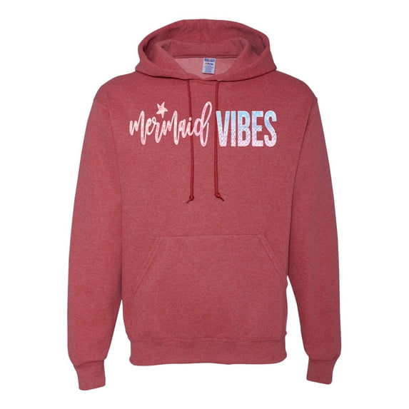 Mermaid Vibes Cute Shimmer | Mens Fashion Hooded Sweatshirt Graphic Hoodie, Vintage Heather Red, Medium