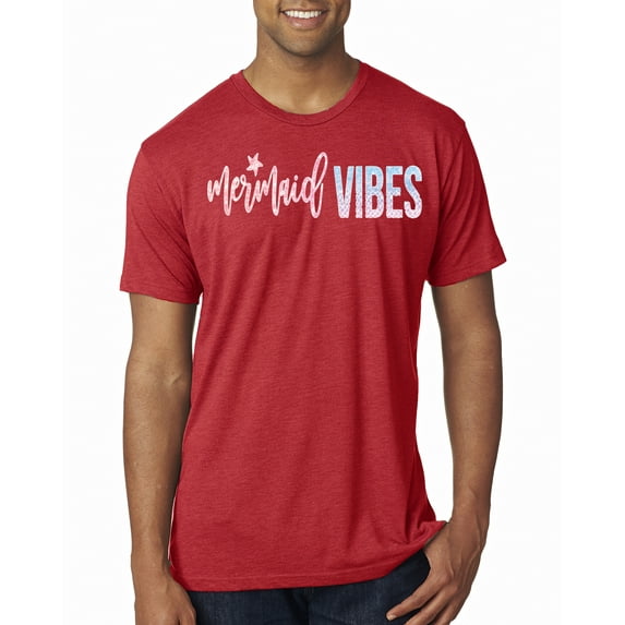 Mermaid Vibes Cute Shimmer | Mens Fashion Premium Tri Blend T-Shirt, Vintage Red, Large