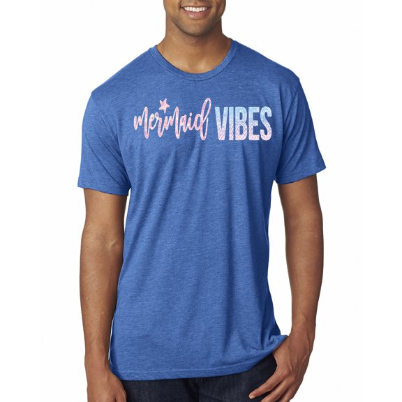 Mermaid Vibes Cute Shimmer | Mens Fashion Premium Tri Blend T-Shirt, Vintage Royal, Medium