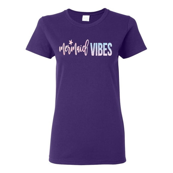 Mermaid Vibes Cute Shimmer | Womens Fashion Graphic T-Shirt, Purple, Small