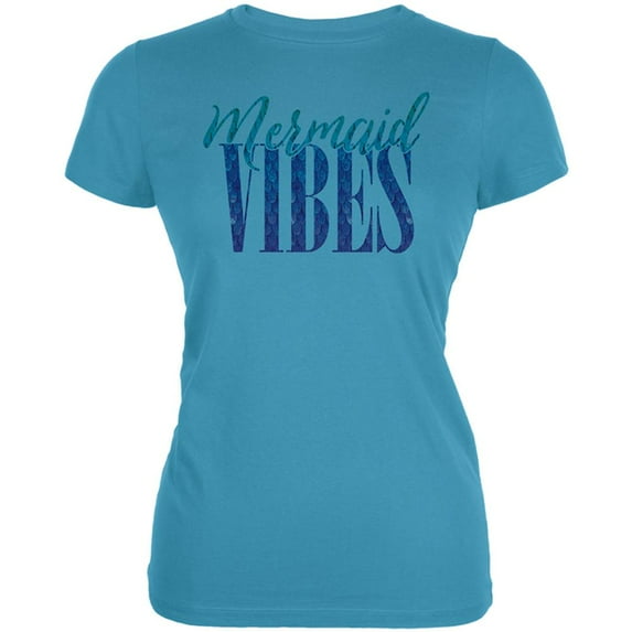 Mermaid Vibes Juniors Soft T Shirt Aqua LG