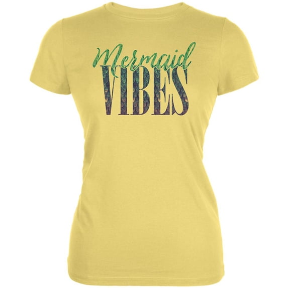 Mermaid Vibes Juniors Soft T Shirt Yellow MD