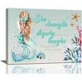 thumbnail image 1 of Mermaid Wall Art Motivational Mermaid Canvas Prints Painting Ocean Theme Little Sea Life Pictures Framed Artwork Home Decor for Bathroom Dining Living Room 16"x12", 1 of 6