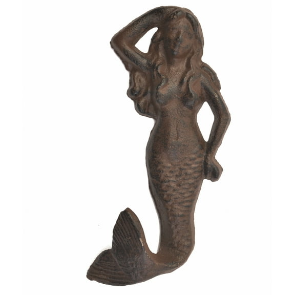 Mermaid Wall Hook Brown Cast Iron 5.75" Tall by Flag Emotes