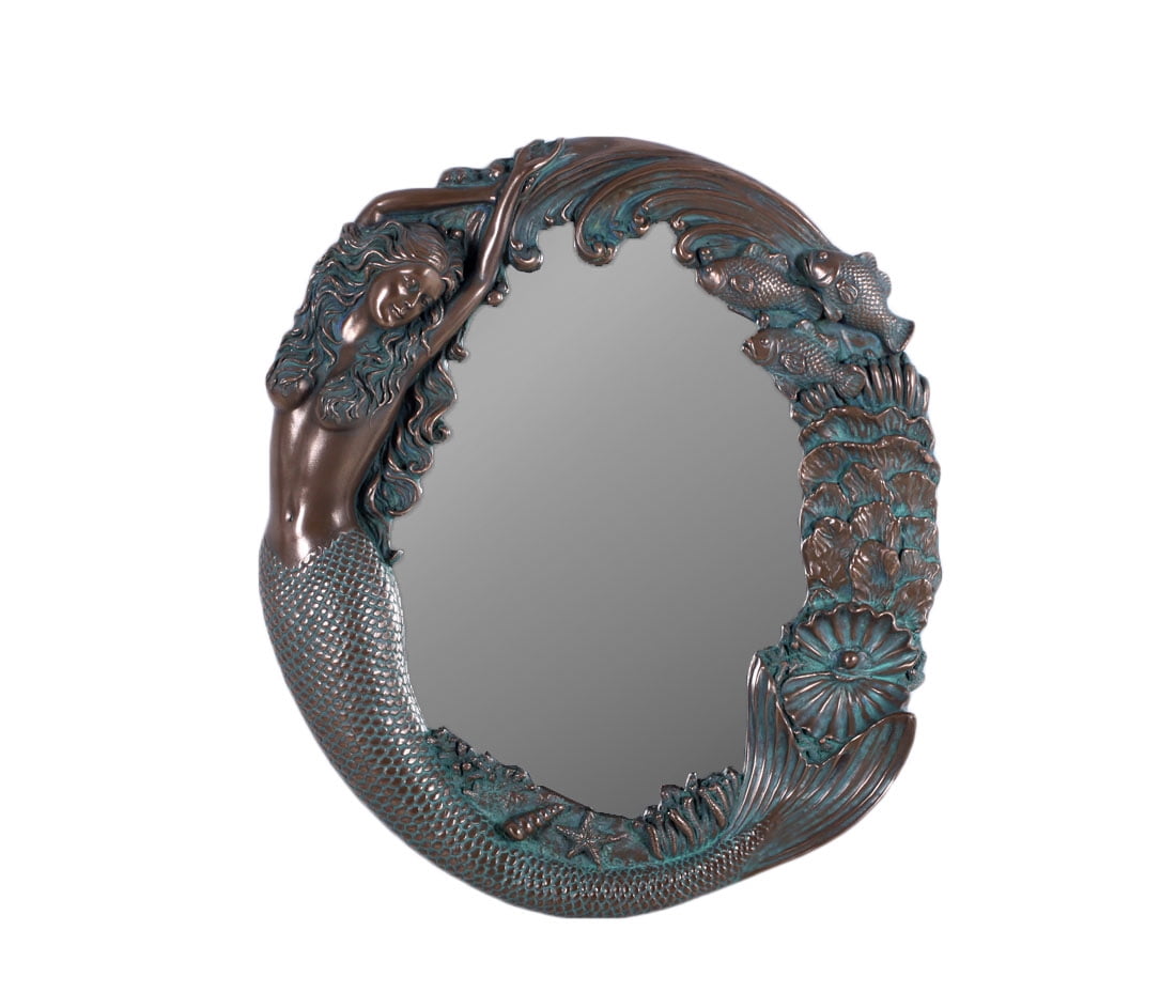 Mermaid Wall Mirror Long Hair Sea Maiden and Fish Scene 3D Frame