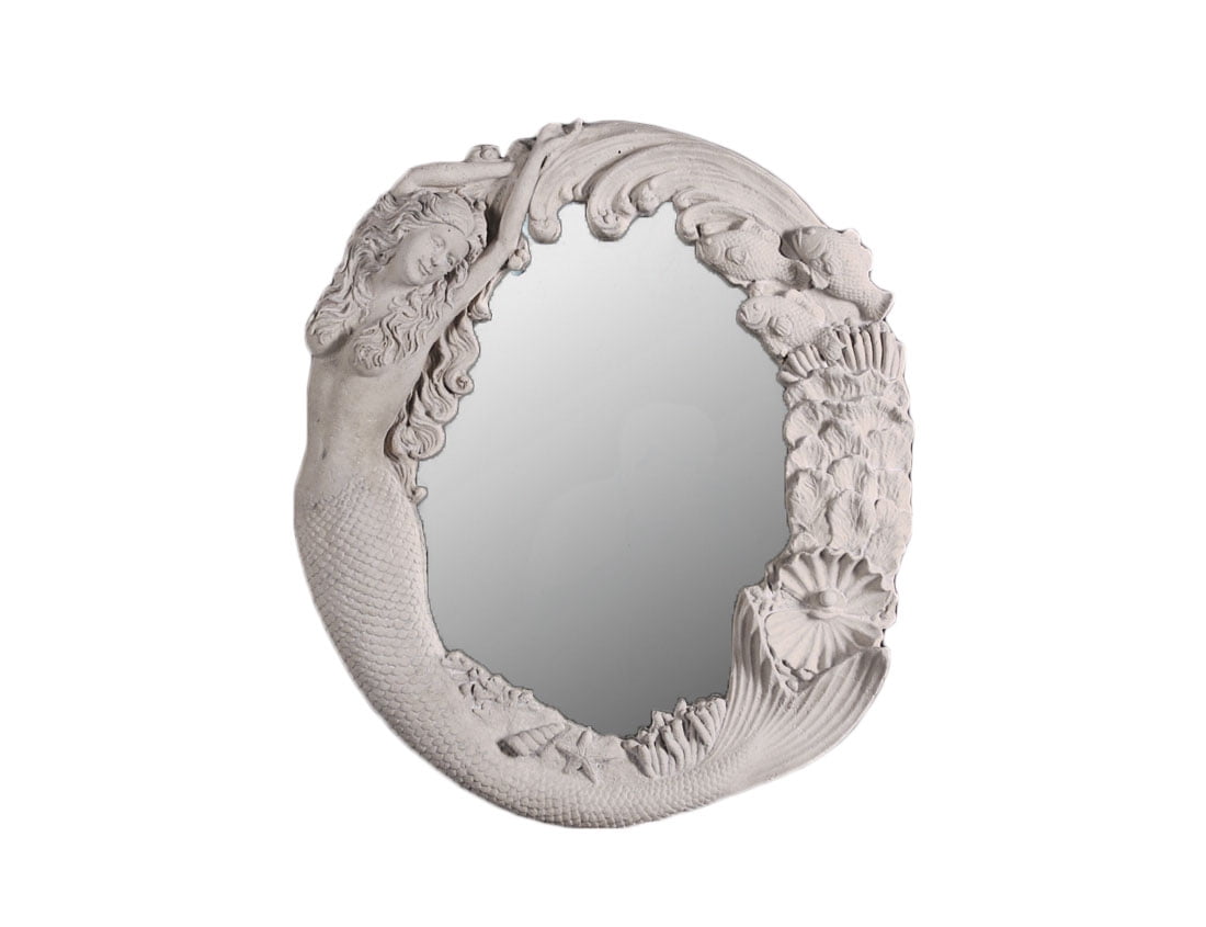 Mermaid Mirror 壁掛け鏡 Mermaid Wall Mirror Long Hair Sea Maiden and Fish Scene 3D Frame