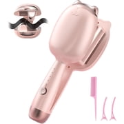 Mermaid Wave Hair Curler and Crimper, Professional Double Barrel Waver Iron for Effortless Beachy Waves, Fast Heating Ionic Ceramic Styling Tool with Cute Cat-Ear Design,pink