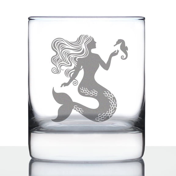 Bevvee Whiskey Rocks Glass 10.25 oz Mermaid Mermaid Enthusiast Gifts Glassware & Drinkware