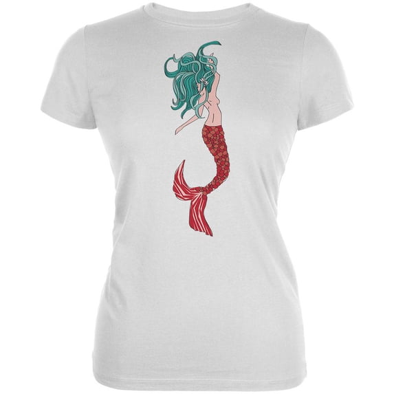 Mermaid White Juniors Soft T-Shirt - Medium
