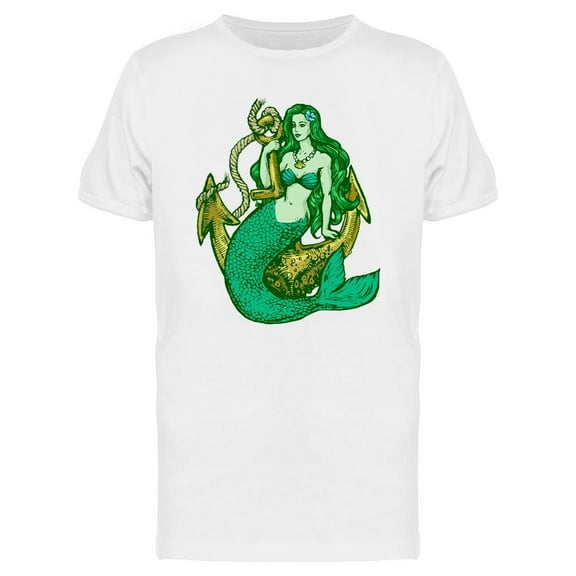 Mermaid With Anchor T-Shirt Men -Image by Shutterstock, Male Medium