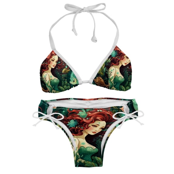 Mermaid Women's Swimsuit Bikini Set with Detachable Sponge, Adjustable Strap, Two-Pack - Ideal for Beach, Pool, Swim Parties