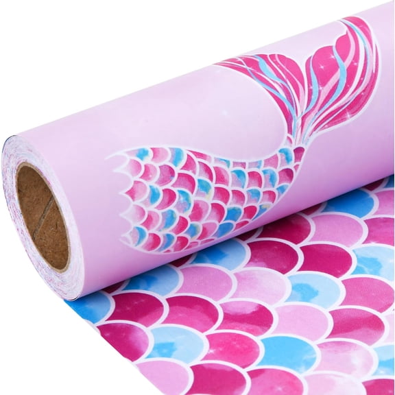 Mermaid Wrapping Paper Roll - Mini Roll 17 Inch X 33 Feet Birthday Wrapping Paper for Girls(Mermaid)
