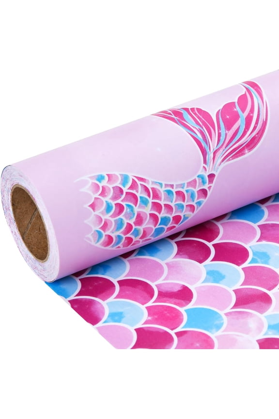 Mermaid Wrapping Paper Roll - Mini Roll 17 Inch X 33 Feet Birthday Wrapping Paper for Girls(Mermaid)