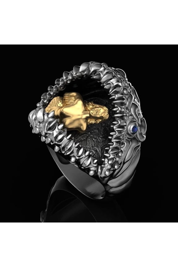 Mermaid and Beast Sea Monster Unique Mermaid Jewelry Two Tone Mermaid Ring