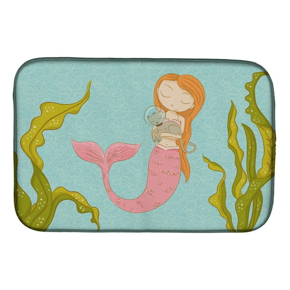 Mermaid and Cat Underwater Dish Drying Mat