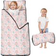 thumbnail image 1 of Mermaid and Seahorse Pink Pattern Toddler Nap Mat with Pillow & Blanket, Soft Sleeping Mat for Preschool Daycare Travel Sleepovers, 1 of 6