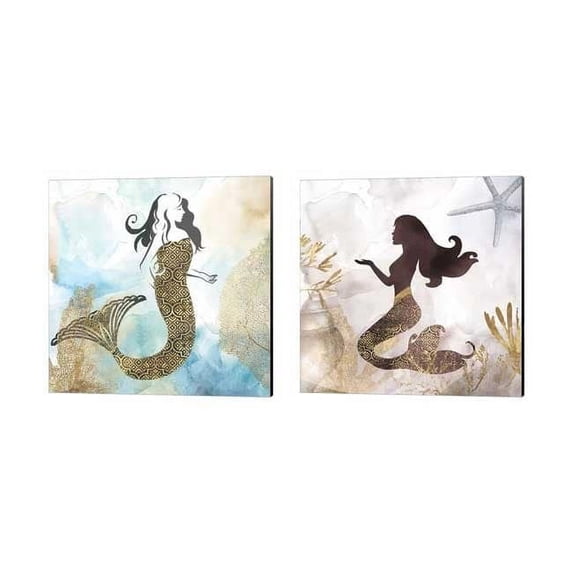 Mermaid by PI Galerie Canvas Art Set of 2 14 inch X 14 inch Each