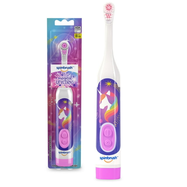 Mermaid or Unicorn Kid’s Spinbrush Electric Battery Toothbrush, Soft Bristles, Character May Vary