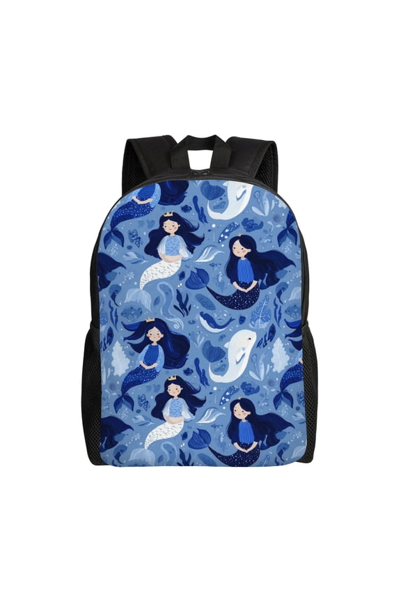 Mermaid pattern design Backpack with 15 Inch Laptop Compartment,Water-Resistant Daypack, Large Capacity Backpack with Adjustable Breathable Shoulder Straps for Daily Use Travel Gym