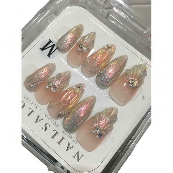 [Mermaid's Dream] Dazzling and Color-changing Handmade Mermaid Princess Style Reusable Full Acrylic Press-On Nails