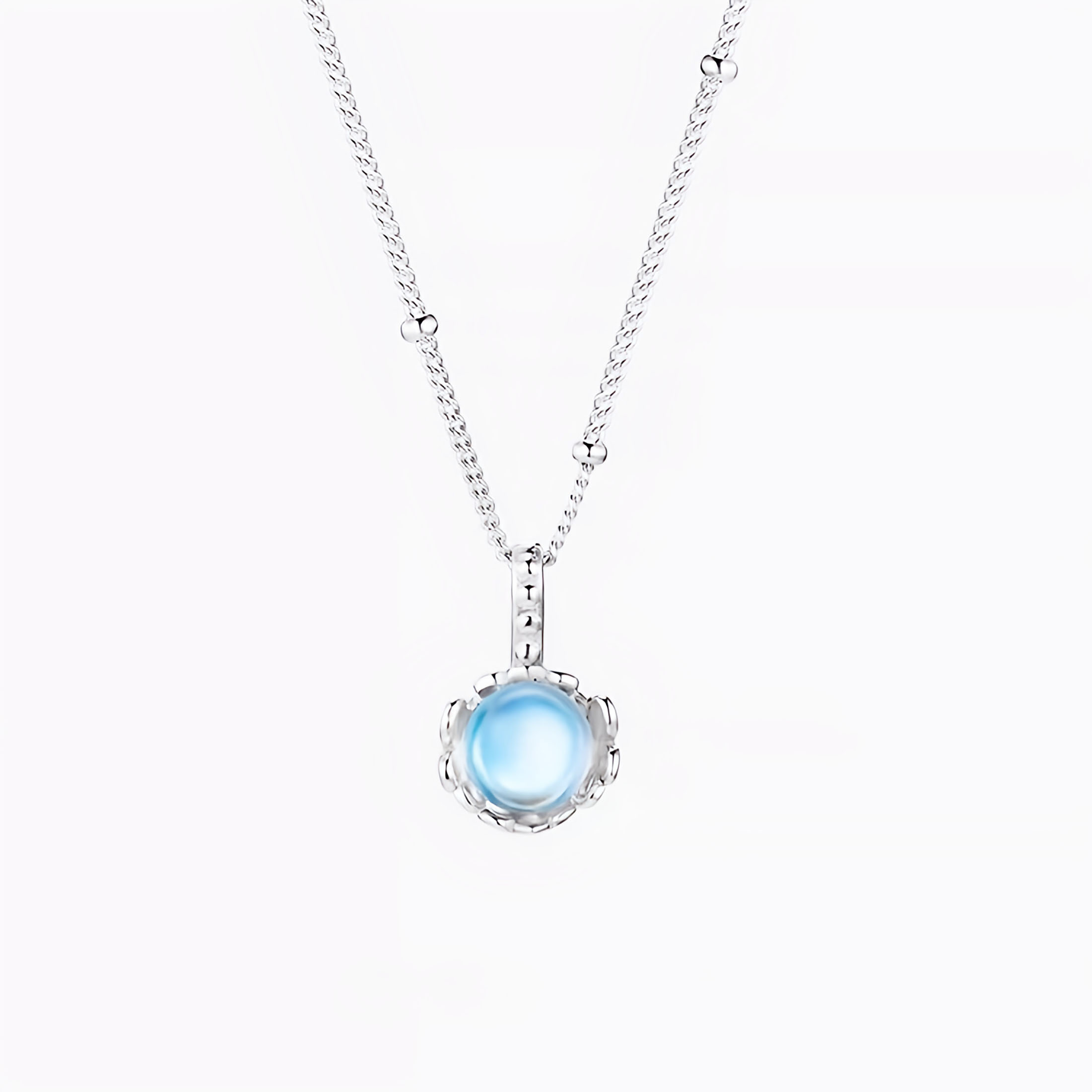 Collana Con Ciondolo Pietra Di Luna In Argento 925 Per Donna: Segno Zodiacale Bilancia, Gioiello Anallergico Con Catena Regolabile, MUUYON.