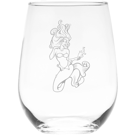 C&M Personal Gifts Mermaid 17 oz. Stemless Wine Glass (Style M4)