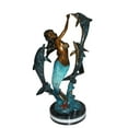 thumbnail image 1 of Nifao Mermaid with 3 dolphins Bronze Statue – Home Decor Sculpture, 16"L x 10"W x 25"H, 1 of 11