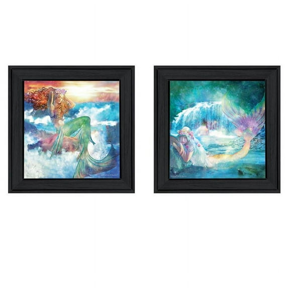 Mermaids 2-Piece Vignette by Bluebird Barn Printed Wall Art Wood Multi-Color