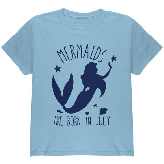 Mermaids Are Born In July Youth T Shirt Light Blue YSM