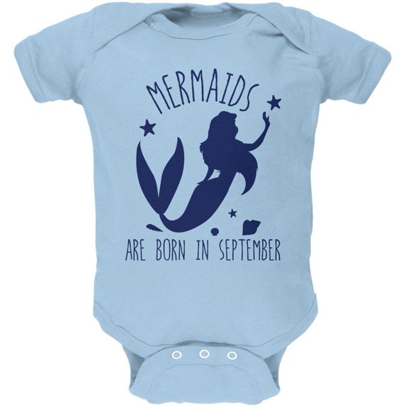 Mermaids Are Born In September Soft Baby One Piece Light Blue 18-24 M
