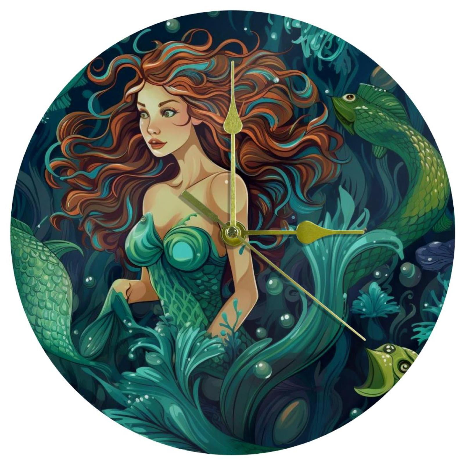 Mermaids Circular Acrylic Wall Clock - Sleek & Modern Timepiece for