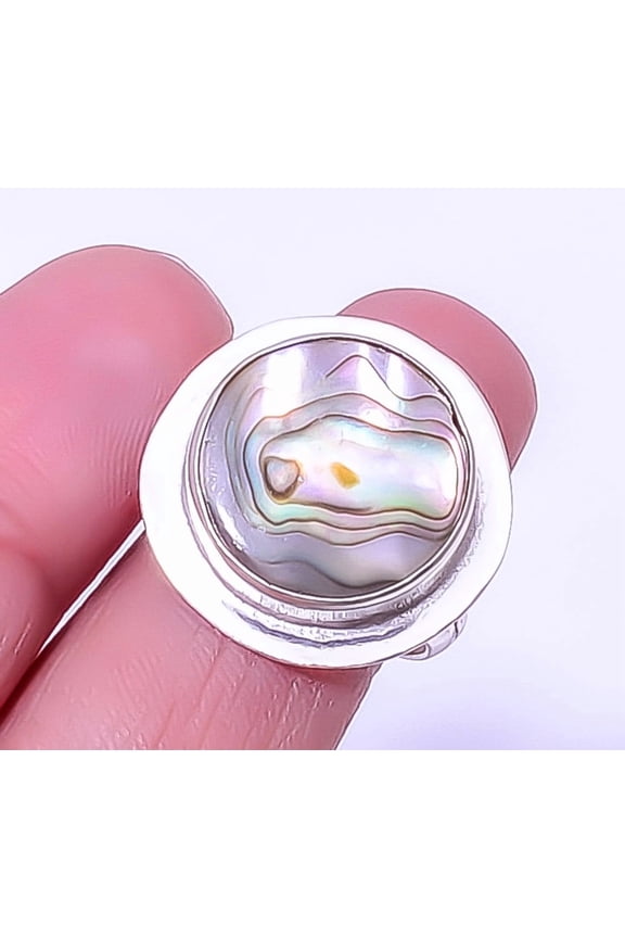 Mermaids Dream Abalone Paua Shell 925 Sterling Silver Ring s.8.5 R1283-37, Christmas Gift, Gemstone Silver Jewelry, Abalone Shell Ring, New Year Sale