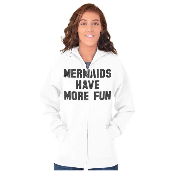 Mermaids Have More Fun Beach Lover Womens Plus Size Graphic Zipper Hoodie Brisco Brands 2X